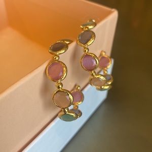 Gemstone hoop earrings